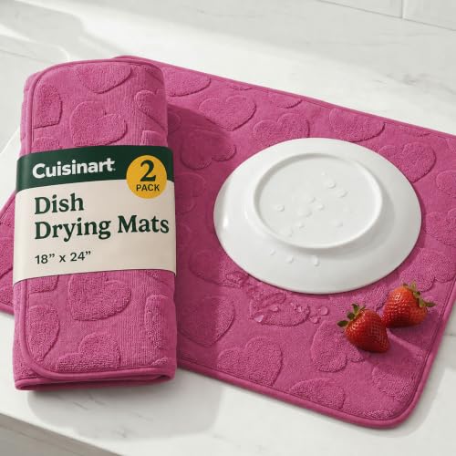 Cuisinart Dish Drying Mat for Kitchen Counter (Hearts Pink)