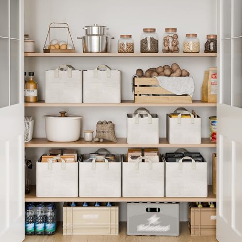 Linen Closet Storage Bins (Beige（Cotton-linen） / 19" L x 13 ¼" W x 11" H)