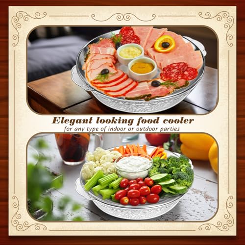 1 Set 11.8" Chilled Serving Tray Compartments for Parties (Natural)