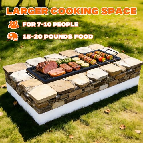 Heavy Duty Rectangular Fire Pit Grill Grate with X (40-INCH)