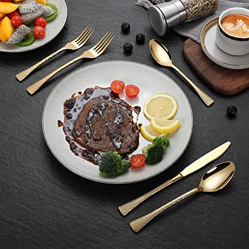 Hammered Gold Silverware Set (Gold / 30 Pieces Set)