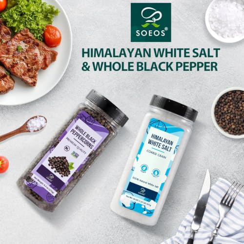 White Salt 20 Oz + Black Peppercorns 9.5 Oz (14.75 Ounce (Pack of 2))
