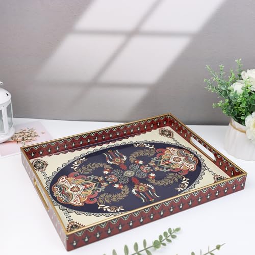 Plastic Serving Tray for Ottoman (30 Navy Blue / 11.8" x 15.7" x 1.6")