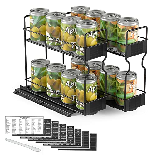 Pull Out Spice Rack Organizer for Cabinet (Two 3"W Drawers, 2-Tier)