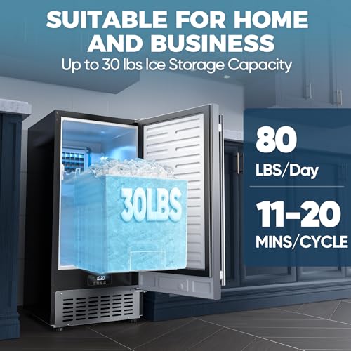 15" W Commercial Under Counter Ice Maker Machine (80lbs/24H / Under Counter Ice Maker-Black)