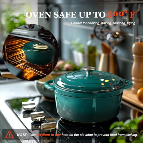 Enameled Cast Iron Dutch Oven (7 Quart / Bottle green)