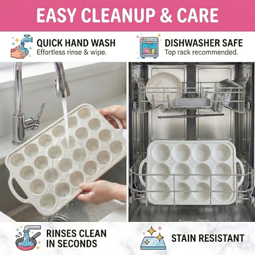 Silicone Muffin Pans (Cream / Regular + Mini Set (12/24 Cups Pan))