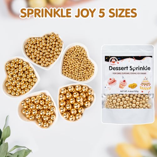 Edible Gold Pearl Sprinkles for Cake Decorating (Gold Pearl)