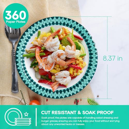 Paper Plates Disposable (Green Blue-360pack)