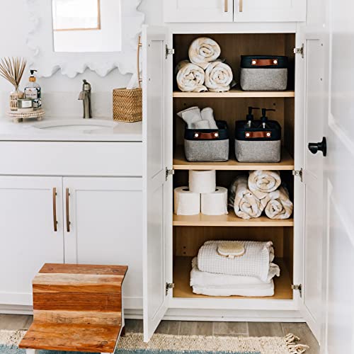 12x8in Canvas Storage Baskets (Gray / Black / Small - 6pc)