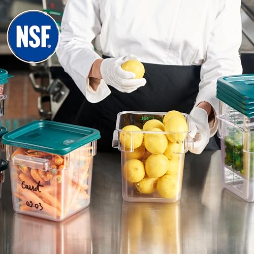 8 Pack 4 Qt NSF Clear Polycarbonate Food Storage Containers with Green Lids (4.0 Qt 8-Pack(Green Lids))