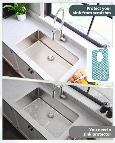 2 Pack Silicone Sink Protectors for Kitchen Sink (Green)