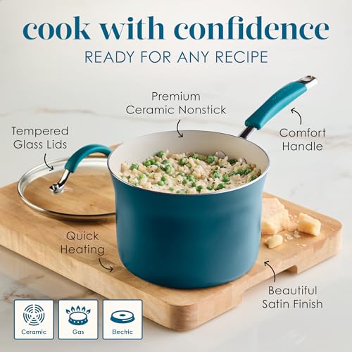 Cucina Ceramic Nonstick Cookware Pots and Pans Set (Marine Blue / 13 Piece Ceramic)