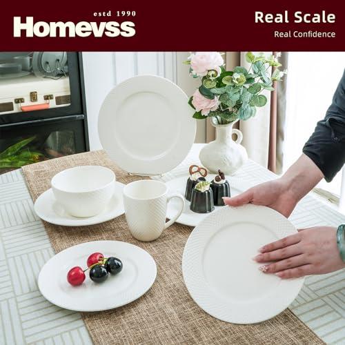 HomeVss New Bone China Embossed Rain Drops 40pc Dinnerware Set (Rain Drops / Service for 8 - 40pc Set)