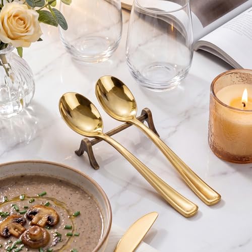 100 Pack Gold Plastic Spoons Disposable (Gold Spoons / 100)