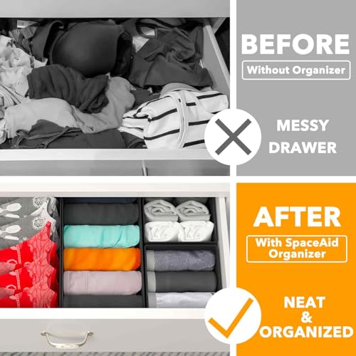 Drawer Organizer for Clothes (6 Pack / Black)