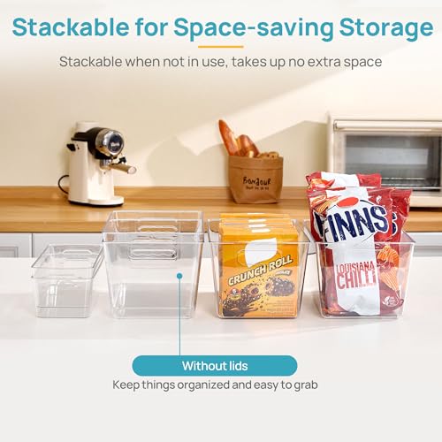 8 Pack Clear Storage Bins Set for Pantry Organizer (Set B)