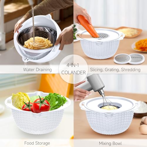 4 1 Strainer with Bowl Set (White)