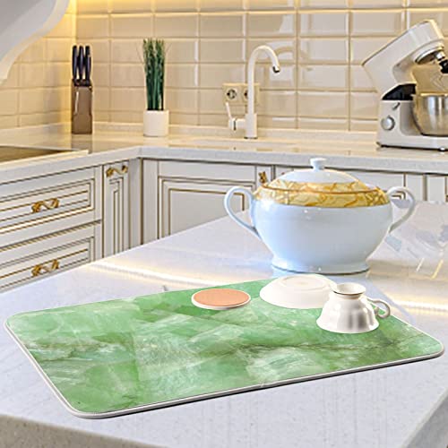 Super Absorbent Dish Drying Mat (Green Jade Stone Marble / 18" x 18")
