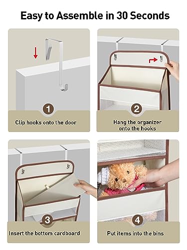 Hanging Over the Door Organizer 1 Pack (Beige / 4 Tier)