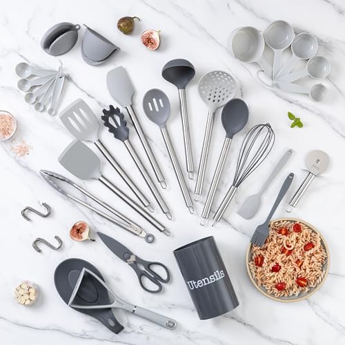 Silicone Cooking Utensils (Gray / 38 Piece)
