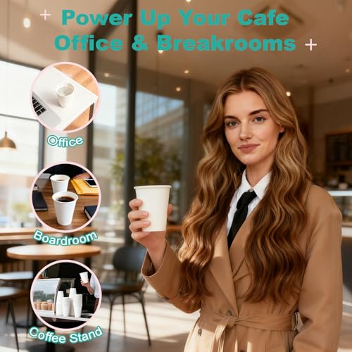 8 oz 400 Pack Disposable Coffee Cups (White-400packs / 8 Ounces)