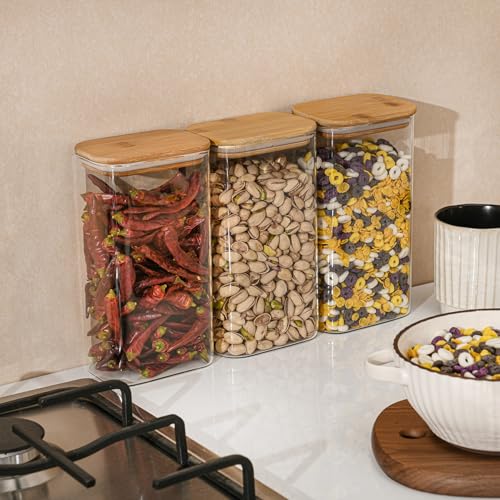 56oz 1.8Qt Rectangle Glass Storage Containers with Lids 3 (3 Count)