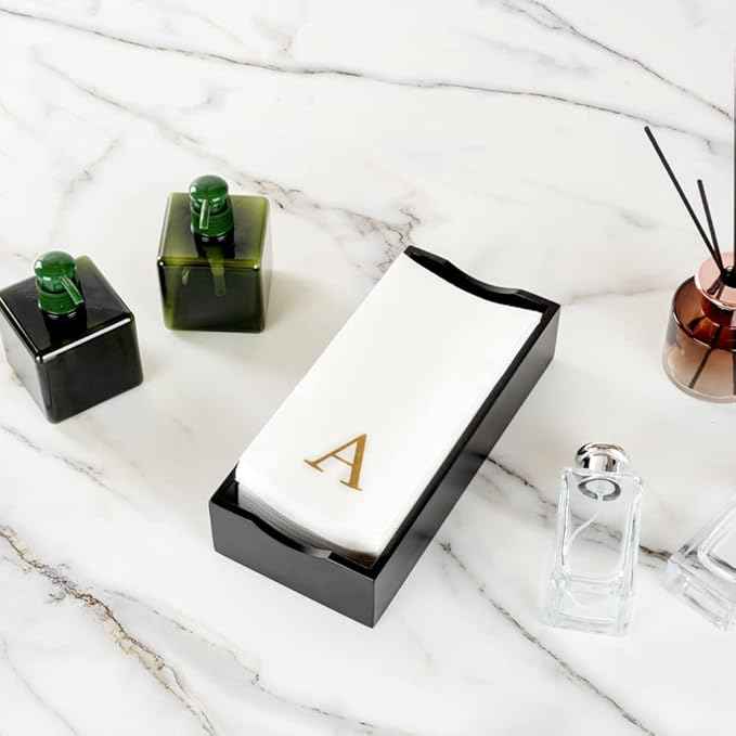 Luxenap 15.8 X 7.9 Inch Linen-Feel Guest Towels, 2000 Lettered Hand Towels - Gold Letter 'A', Sans Serif Font, White Paper Dinner Napkins, airlaid, For Restrooms And Tables - Restaurantware