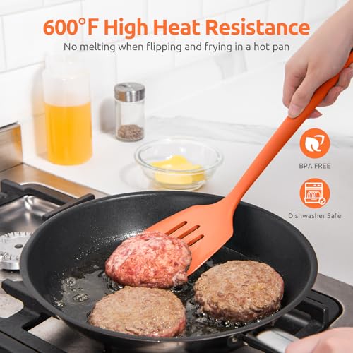 Silicone Turner Slotted Spatula (Orange / 13.6")