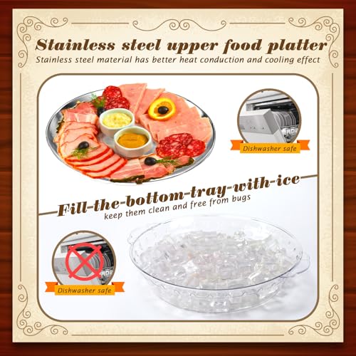 3 Set 11.8" Chilled Serving Tray Compartments for Parties (Natural)