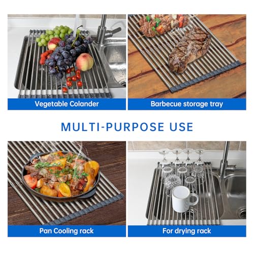 CHIRISEN Expandable Large Roll Up Dish Drying Rack