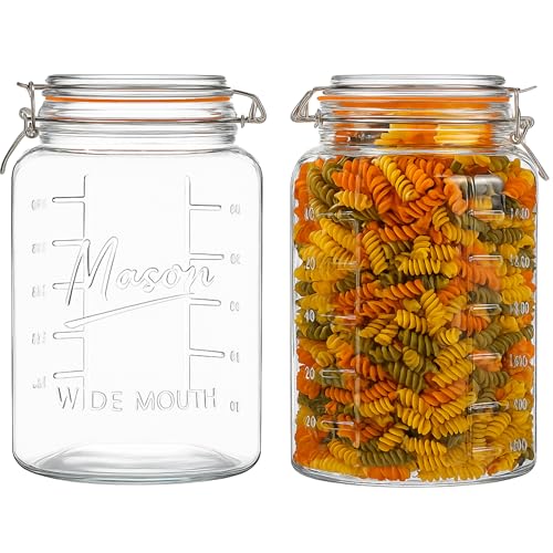 1 Gallon Glass Mason Storage Jars with Airtight Lids & Measurment Marks (Gallon Jar - Pack of 2)