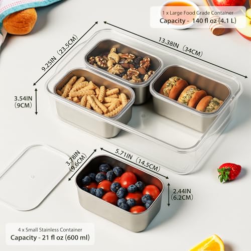 Snackle Box Container (4 Compartment (13.38"L x 9.25"W x 3.54"H))
