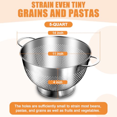 Stainless Steel Colander for Kitchen (5 QT)