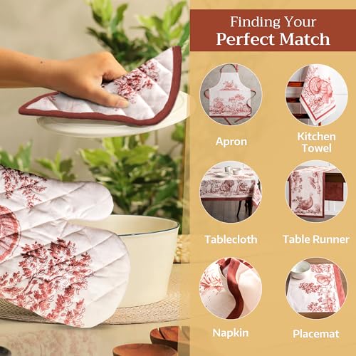 Pot Holders 100% Cotton Potholders (098 - Holy Jouy - Brown / 8" x 8" (Pot Holder Pack of 2))