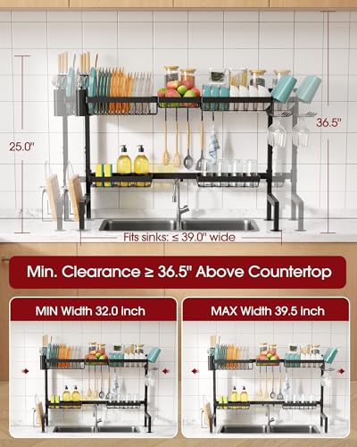 Over The Sink Dish Drying Rack (Black / Max - 5 Baskets)