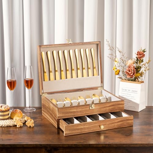 Silverware Storage Box (2 Layer Carbonized Black)