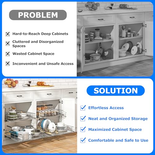 Soft Close Slide Out Cabinet Shelf (W11 (11"W x 22"D) / 1 Tier)