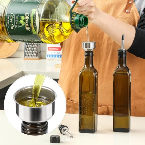 17oz Glass Olive Oil Dispenser (Dark Brown / 17 Ounces)