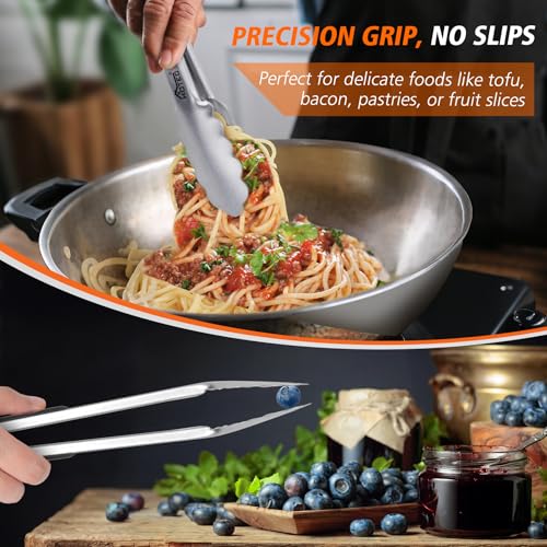 Stainless Steel Locking Kitchen Tongs for Cooking & Serving (12 inch, 2pack)