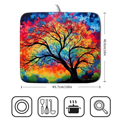 Microfiber Drying Mat Kitchen Counter (DMS918TreeS / 18" x 16")