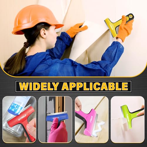 Floor Scraper with 10 Extra 4" Razor Blades (10PCS Metal Blades / Yellow)