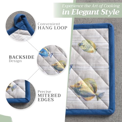 Pot Holders 100% Cotton Potholders (108 - Poisson / 8" x 8" (Pot Holder Pack of 1))