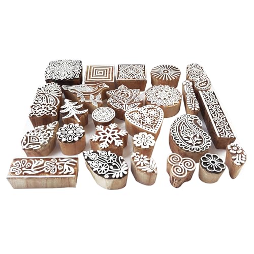 Assorted Wooden Block Printing Stamps (25 Pcs / Bulk01_25a)