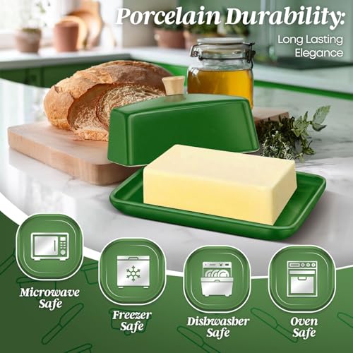 Large Ceramic Butter Dish with Lid (Dark Green / Large)