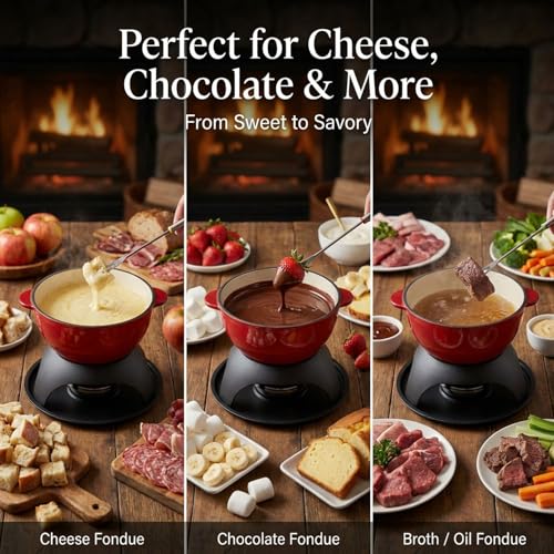 Cast Iron Cheese Fondue Pot Set