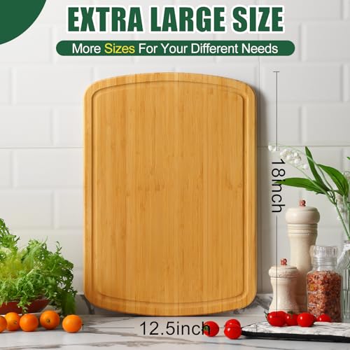 Extra Large Bamboo Cutting Boards for Kitchen (Single-Tone / 18"L x 12.5"W)