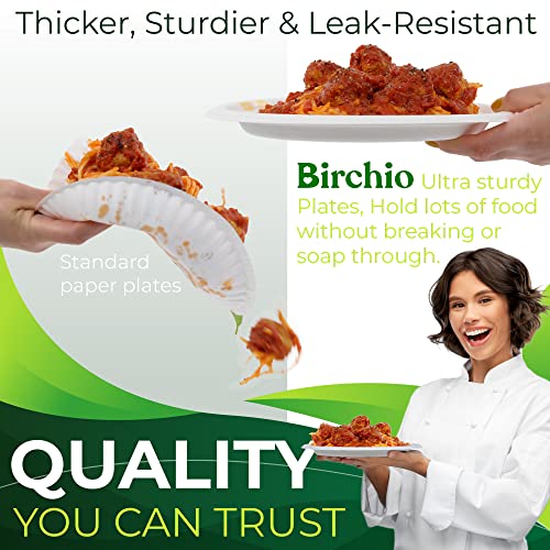 150pcs 100% Compostable Paper Plates (White / 10in(150count))