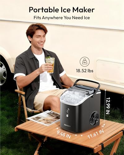 Nugget Ice Maker Countertop with Handle (Black)
