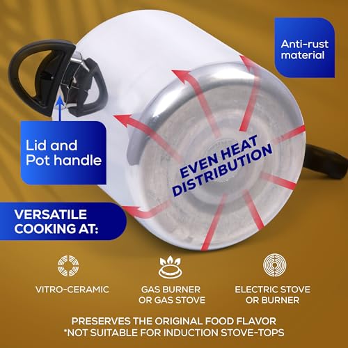 3.7 Quart / 3 Liter) Olla de Presion, Aluminum Pressure Pot with 6 Safety Systems, 4-Serving Stovetop Cooker, Pressure Cooker made in Colombia, 25-Year Warranty
